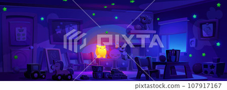 Kindergarten classroom interior in night Kindergarten classroom interior in night 107917167