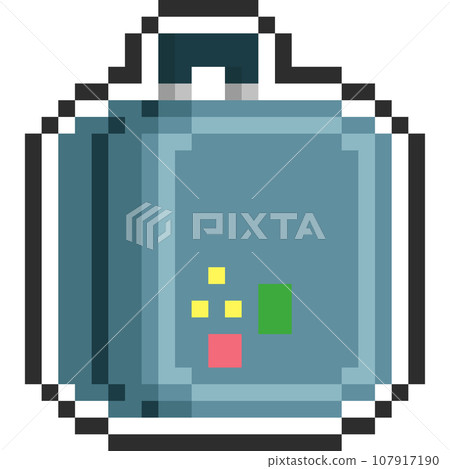 Pixel art cartoon blue luggage icon Pixel art cartoon blue luggage icon 107917190