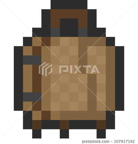 Pixel art cartoon brown luggage icon Pixel art cartoon brown luggage icon 107917192