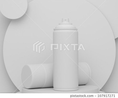 Abstract scene or podium with spray paint cans on monochrome background 107917271