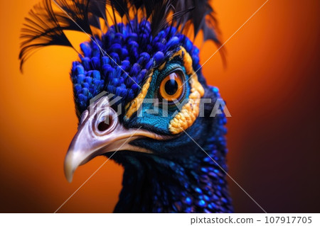 Portrait of a peacock in close-up 107917705