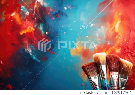 A set of brushes for drawing on an abstract background with blue 107917764