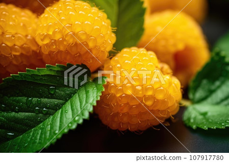 Ripe yellow raspberry berry Ripe yellow raspberry berry 107917780