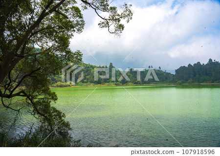 Telaga Warna, a mystical lake in Dieng, Indonesia. Telaga Warna, a mystical lake in Dieng, Indonesia. 107918596