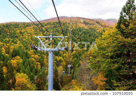 秋田縣森吉山阿仁滑雪場纜車，欣賞美麗秋葉的壯麗景色 107919095
