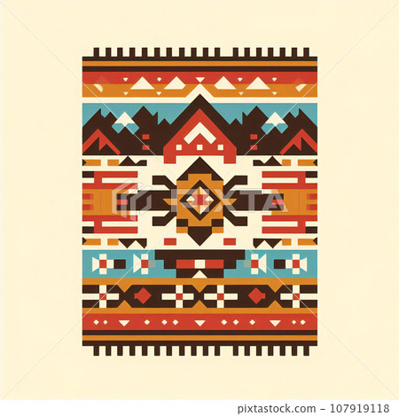 Illustration of a colorful native pattern carpet Illustration of a colorful native pattern carpet 107919118