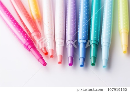 A set of colored markers on a white background 107919160
