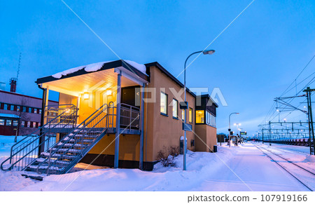 Passenger building of Kiruna railway station in Swedish Lapland Passenger building of Kiruna railway station in Swedish Lapland 107919166