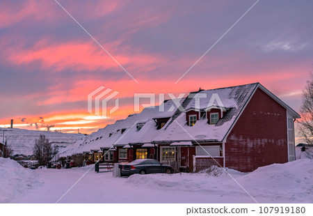Polar night at Kiruna, the northernmost town in Sweden, Lapland Polar night at Kiruna, the northernmost town in Sweden, Lapland 107919180