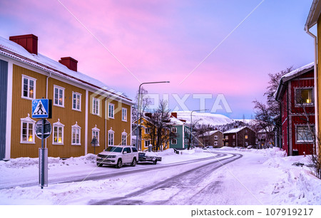 Polar night at Kiruna, the northernmost town in Sweden, Lapland Polar night at Kiruna, the northernmost town in Sweden, Lapland 107919217