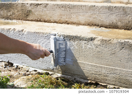 Concrete stairs covered with protective Concrete stairs covered with protective 107919304