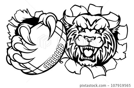 Wildcat Bobcat Cat Cougar American Football Mascot Wildcat Bobcat Cat Cougar American Football Mascot 107919565
