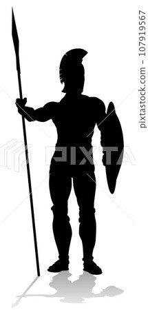Spartan Silhouette Gladiator Trojan Greek Warrior 107919567