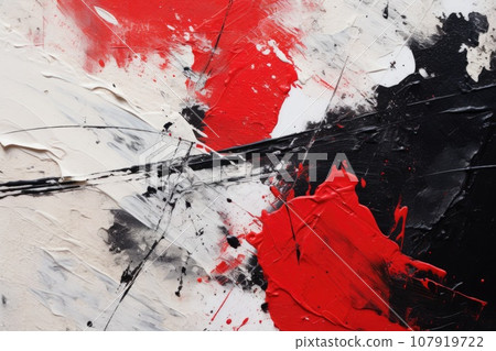 Abstract art banner made with mixed black, white and red oil paint 107919722