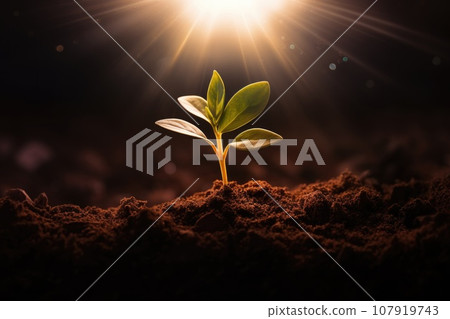 A small plant in the soil A small plant in the soil 107919743