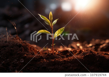 A small plant in the soil A small plant in the soil 107919744