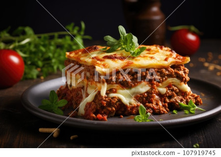 Hot lasagna with cheese Hot lasagna with cheese 107919745