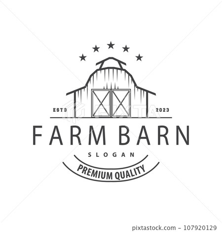 Agriculture Farm Barn Logo, Simple Retro Style Vintage Building Templet Illustration Design 107920129