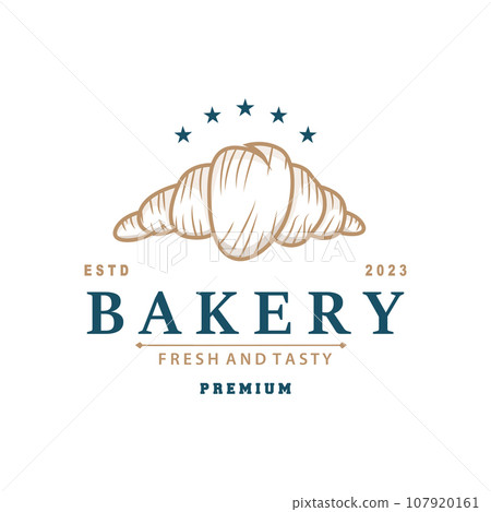 Bread Logo, Old Retro Vintage Style Bakery Shop Design, Vector Wheat Bread Simple Tremplet Illustration 107920161