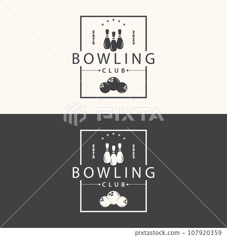 Bowling Sports Club Logo, Bowling Ball And Pin Design Vector Tournament Templet Illustration Bowling Sports Club Logo, Bowling Ball And Pin Design Vector Tournament Templet Illustration 107920359