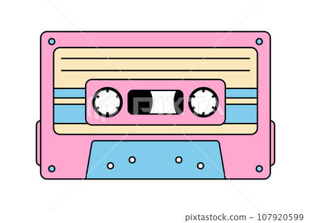 Illustration of retro cassette tape 107920599