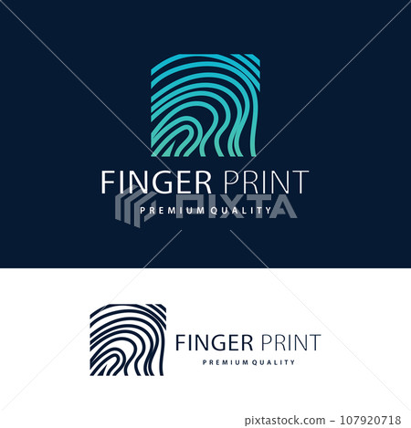 Premium Fingerprint Logo, Human Identity Design Simple Line Model Template Illustration 107920718