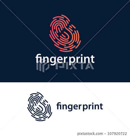 Premium Fingerprint Logo, Human Identity Design Simple Line Model Template Illustration 107920722