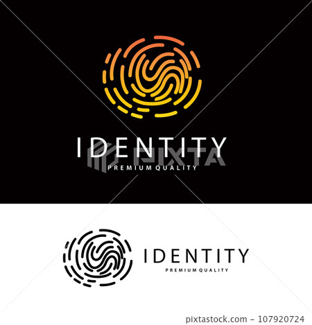 Premium Fingerprint Logo, Human Identity Design Simple Line Model Template Illustration 107920724
