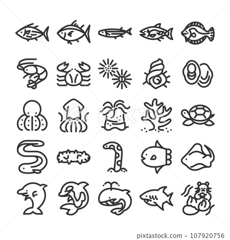 Biodiversity marine life seafood icon set Biodiversity marine life seafood icon set 107920756
