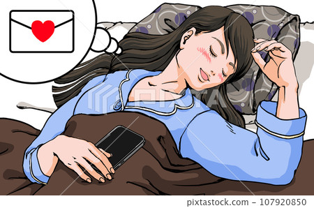 A young woman sleeps with a happy smile on her face 107920850