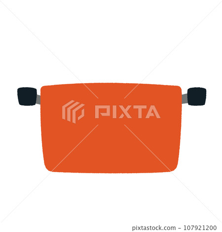 Hand-drawn style vector illustration of a cast enamel pot without a lid Hand-drawn style vector illustration of a cast enamel pot without a lid 107921200