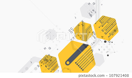 Abstract yellow hexagon futuristic background for design works. Science and technology. Abstract yellow hexagon futuristic background for design works. Science and technology. 107921408