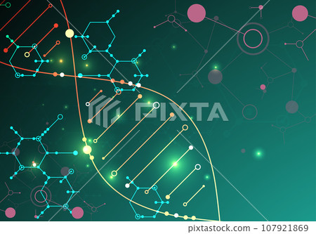 Science template, wallpaper or banner with a DNA molecules. 107921869