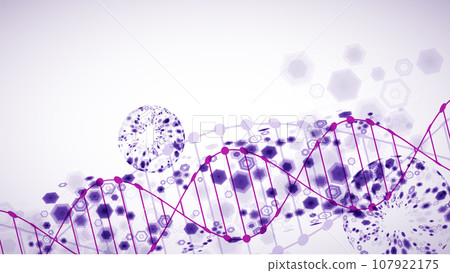 Abstract futuristic background for design works.Science template, wallpaper or banner with a DNA molecules. 107922175