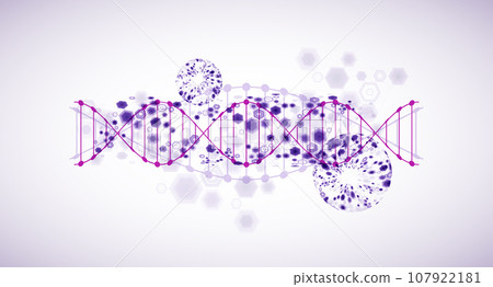 Abstract futuristic background for design works.Science template, wallpaper or banner with a DNA molecules. 107922181