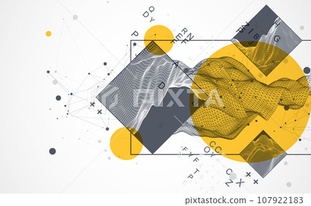 Trendy abstract wireframe background. Modern science or technology art elements. Surface illustration. 107922183