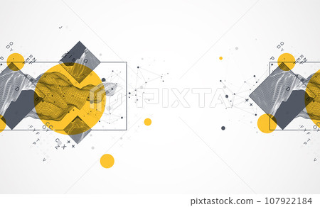 Trendy abstract wireframe background. Modern science or technology art elements. Surface illustration. Trendy abstract wireframe background. Modern science or technology art elements. Surface illustration. 107922184