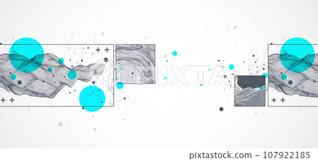 Trendy abstract wireframe background. Modern science or technology art elements. Surface illustration. Trendy abstract wireframe background. Modern science or technology art elements. Surface illustration. 107922185