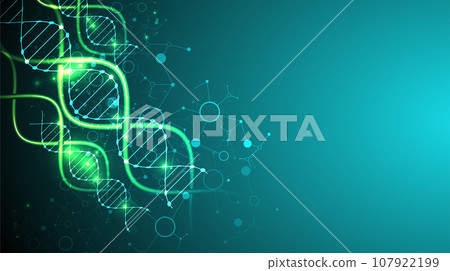 Science template, wallpaper or banner with a DNA molecules. 107922199
