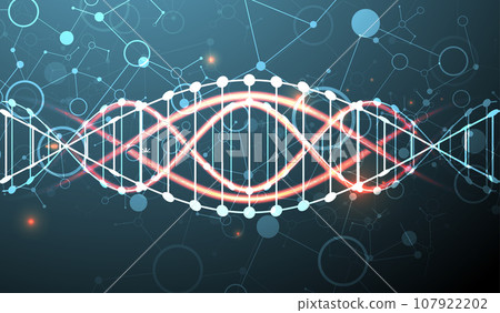 Science template, wallpaper or banner with a DNA molecules. Science template, wallpaper or banner with a DNA molecules. 107922202