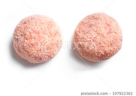 Raw cutlets or meatballs close up Raw cutlets or meatballs close up 107922362