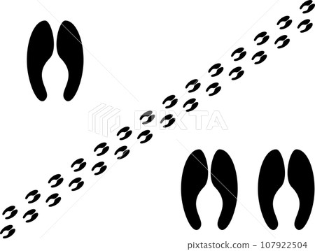 Illustration set of footprints of animals like giraffes 107922504