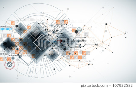 Template for science and technology presentation. Plexus style background. 107922582