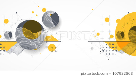 Modern science technology abstract background using circle shapes. Wireframe spot surface illustration. 107922868