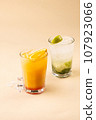 Alcoholic and non alcoholic cocktail concept on clear empty background 107923066