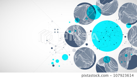Trendy abstract wireframe background. Modern science or technology art elements. Surface illustration. Trendy abstract wireframe background. Modern science or technology art elements. Surface illustration. 107923614