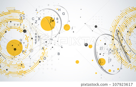 Halftone science background with connecting dots and lines. Digital data visualization. Halftone science background with connecting dots and lines. Digital data visualization. 107923617