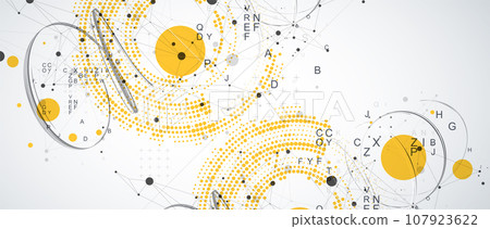 Halftone science background with connecting dots and lines. Digital data visualization. 107923622