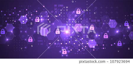 Secure digital background. Virtual confidential, programming protection. Secure digital background. Virtual confidential, programming protection. 107923694