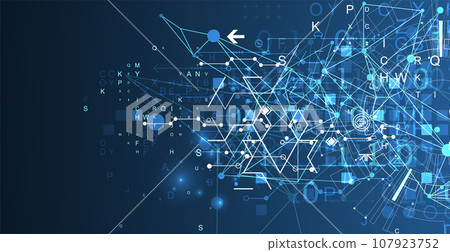 Abstract technology concept with plexus effect. 107923752